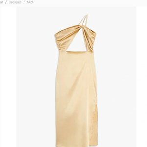 Tie Halter Stretch Charmeuse Dress, Taupe weworewhat